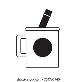 cup with writing tools icon