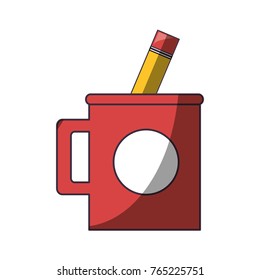cup with writing tools icon