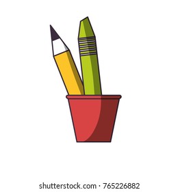 cup with writing tools icon