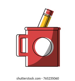cup with writing tools icon