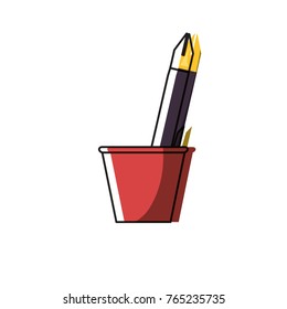 cup with writing tools icon