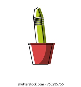 cup with writing tools icon