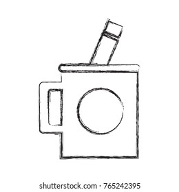 cup with writing tools icon