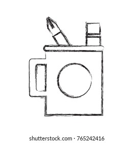 cup with writing tools icon