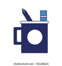 cup with writing tools icon