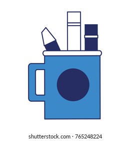 cup with writing tools icon