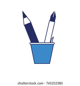 cup with writing tools icon