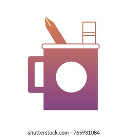 cup with writing tools icon