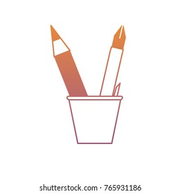 cup with writing tools icon