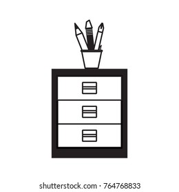 cup with writing utensils icon