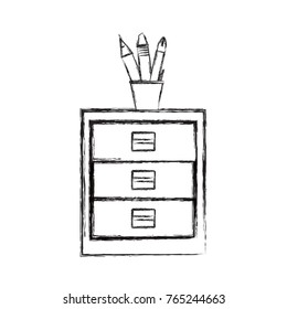 cup with writing utensils icon