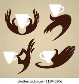 cup in your hands, coffee and tea, vector  collection
