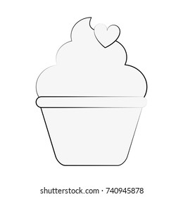 cupacke with frosting and heart shape sprinkle icon image 