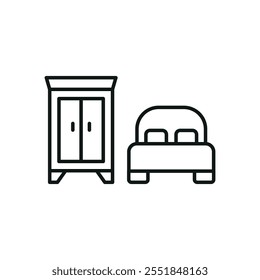 Armario y juego de cama icono Vector diseño básico simple y moderno concepto gráfico