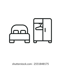 Cupboard and bed set icon vector basic design simple and modern concept graphic