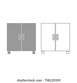 Cupboard or cabinet grey icon .