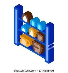 cupboard with clay products icon vector. isometric cupboard with clay products sign. color isolated symbol illustration
