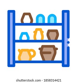 cupboard with clay products icon vector. cupboard with clay products sign. color contour symbol illustration