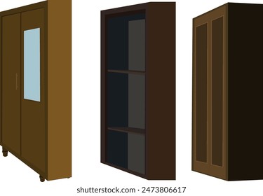 Cupboard Collection for cartoon. Isolated with white background. Almirah vector illustration. wardrobe for animation