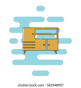 Cupboard color thin line icon. Mbe minimalism style