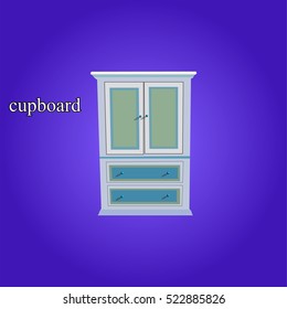 Cupboard con, interiror room, symbol furniture, vector illustration