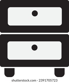 Cupboard flat icon vector illustration. Drawer home furniture design