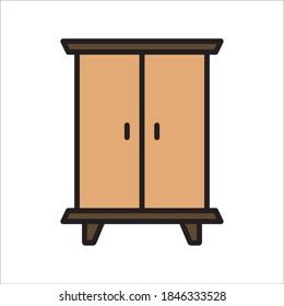 Cupboard Flat Icon Vector Logo Template Illustration