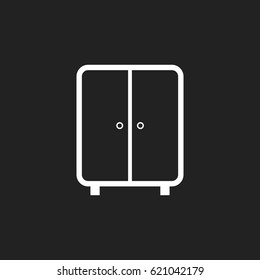 Cupboard furniture icon. Furniture vector illustration on black background.