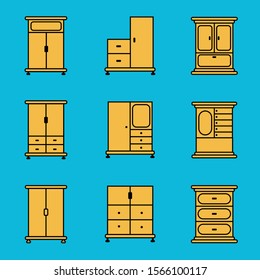 cupboard furniture interior flat icon vector Design with blue background for apps,web,and advertisement.