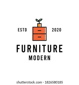 cupboard furniture Logo design Vector