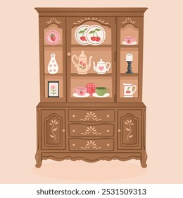 cupboard furniture made of wood vector illustration