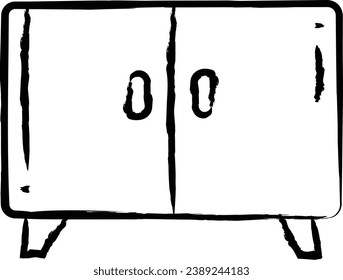 Cupboard hand drawn vector illustration