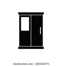 Cupboard icon in black flat glyph, filled style isolated on white background