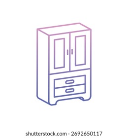 Ícone de armário limpo e ilustração vetorial moderna