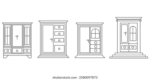 cupboard icon, closed wardrobe, eps 10 on white background, vector illustration.