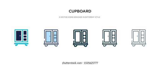 cupboard icon in different style vector illustration. two colored and black cupboard vector icons designed in filled, outline, line and stroke style can be used for web, mobile, ui