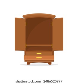 Cupboard icon in flat style. Wardrobe storage vector illustration on isolated background. Drawer cabinet sign business concept.