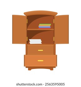 Cupboard icon in flat style. Wardrobe storage vector illustration on isolated background. Drawer cabinet sign business concept.