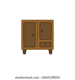 cupboard icon, interior furniture, simple flat style, illustration, logo sign symbol pictogram template, for ui or ux isolated on white for mobile app, editable