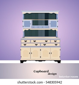 Cupboard icon, interior room, symbol furniture, cupboard illustration