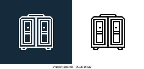 cupboard icon isolated on white and black colors. cupboard outline linear vector icon from property collection for mobile apps, web and ui.