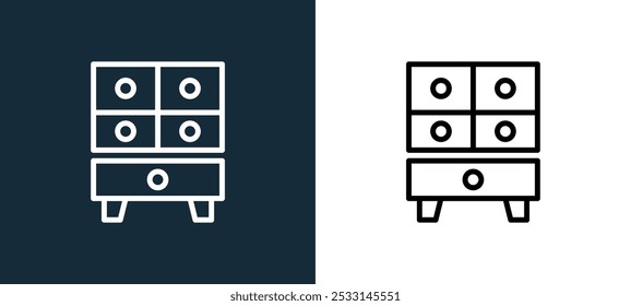 cupboard icon isolated on white and black colors. cupboard outline linear vector icon from property collection for mobile apps, web and ui.