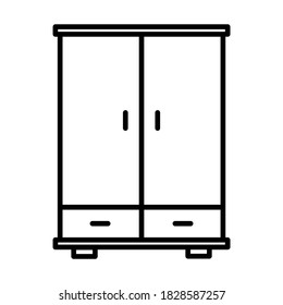 Cupboard icon in modern outline style design. Vector illustration isolated on white background.