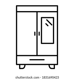 Cupboard icon in modern outline style design. Vector illustration isolated on white background.