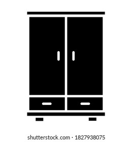 Cupboard icon in modern silhouette style design. Vector illustration isolated on white background.