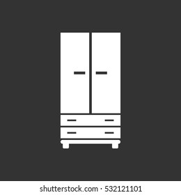 Cupboard icon on black background. Modern flat pictogram for business, marketing, internet. Simple flat vector symbol for web site design.