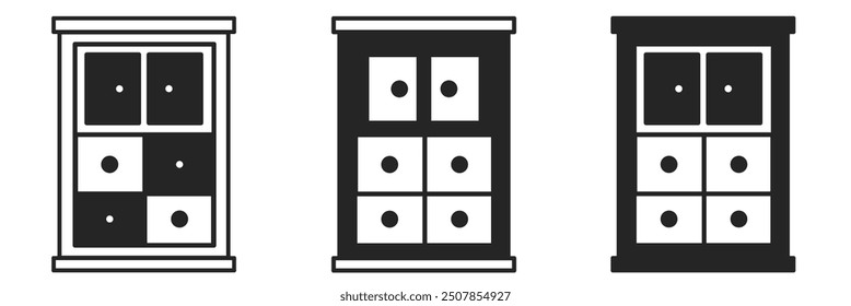 Schranksymbol auf weißem Hintergrund. Vektorlogo Schrank Illustration.