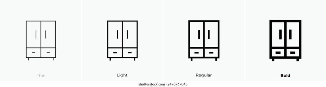 cupboard icon. Thin, Light Regular And Bold style design isolated on white background