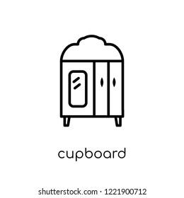 cupboard icon. Trendy modern flat linear vector cupboard icon on white background from thin line Furniture and household collection, outline vector illustration