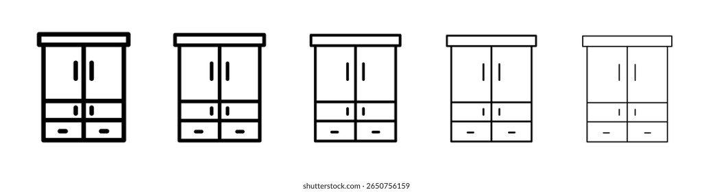 cupboard icon vector thin outline style sign